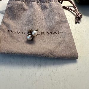 David Yurman Cable Pearl Stud Earrings in Sterling Silver with Diamonds